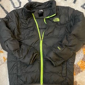 The North Face Kids Puffer Jacket - Black with Neon Green Accents